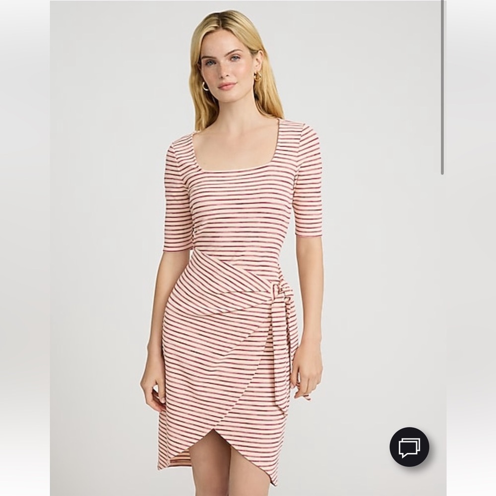NWT Striped Square-Neck Wrap Dress in Blush Pink
size small